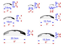 Load image into Gallery viewer, a series of seven different images, each depicting a different object or scene. The images are labeled with their respective measurements, providing a visual representation of the size or dimensions of each object. The labels include measurements such as "7.6cm", "2.5cm", "3.8cm", "10cm", "12.7cm", "20.3cm", "15.2cm", and "4.1cm". The images are arranged in a grid format, with each row representing a different object or scene, and each column representing a different measurement unit.