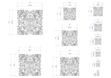 Load image into Gallery viewer, various sizes of ornate, decorative cross-like designs, likely representing a pattern or design for a piece of art or furniture. The designs are detailed and intricate, showcasing the craftsmanship and artistry involved in their creation.