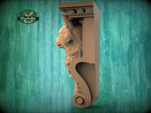 Load image into Gallery viewer, Carved Wooden Cat Corbel – Decorative Wall Bracket with Animal Head