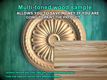 Load image into Gallery viewer, Classic Wooden Ceiling Rosette, Sunburst Carved Design, Elegant Home Feature, 1 pc, Unpainted, Decorative Rosettes