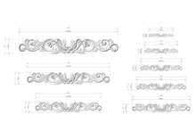 Load image into Gallery viewer, a collection of ornate scrollwork designs, each with its own unique style and size. The designs are meticulously detailed and showcase the artist's skill in creating intricate patterns. The image is a visual representation of the artist's work, providing a clear depiction of the various elements and their relative sizes.