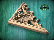 Load image into Gallery viewer, Gothic Bat Corner Brackets – Wooden Arch Decor for Cabinet or Door Frame, Set of 2pcs
