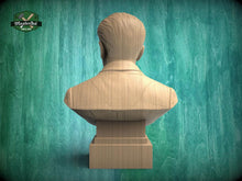Load image into Gallery viewer, Wooden Boris Hmyria Bust | Hand-Sanded and Hand-Toned | Ukrainian Opera Singer Decor