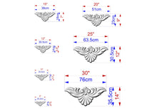 Load image into Gallery viewer, a series of images depicting various sizes of ornate, decorative designs, likely in the form of a collage or a collection of individual images. The images are labeled with their respective sizes, ranging from 15" to 35" and 30" to 70" centimeters. The images are arranged in a grid format, showcasing the different sizes and designs.