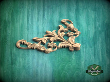 Load image into Gallery viewer, Floral Scroll Wood Applique — Decorative Carving for Furniture