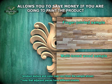 Load image into Gallery viewer, The image is a collage of two wood samples, one with a finger-jointed sample and the other with a multi-toned wood sample. The text above the samples states that the product allows you to save money if you are going to paint the product. The samples are labeled with their respective names, and the text below the samples mentions that the product texture and color may vary from the sample shown and that adjacent pieces have different shades.