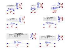 Load image into Gallery viewer, a series of seven different measurements or dimensions, each corresponding to a different object or structure. The measurements are provided in centimeters and are arranged in a grid format, with each object's dimensions listed next to its corresponding image. The image does not contain any redundancy or vague descriptions, and the focus is on providing accurate and precise information about the objects or structures being depicted.