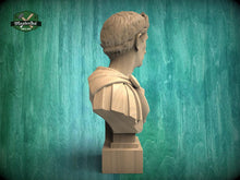 Load image into Gallery viewer, Julius Caesar Bust | Carved and Hand-Finished Wood Statue | Roman Emperor Gift
