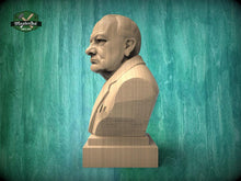 Load image into Gallery viewer, Winston Churchill Bust | Precision-Carved & Hand-Finished Wood Statue | History Gift