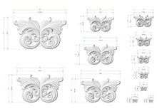 Load image into Gallery viewer, a collection of nine butterfly-shaped designs, each with its own unique size and scale. The butterflies are depicted in various sizes, ranging from small to large, and are shown in different positions, such as upside down and sideways. The image provides detailed measurements and scale for each butterfly, allowing for a clear understanding of the design's dimensions.