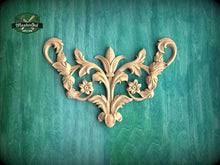 Load image into Gallery viewer, Floral Scroll Wood Applique — Decorative Carving for Furniture