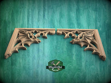 Load image into Gallery viewer, Gothic Bat Corner Brackets – Wooden Arch Decor for Cabinet or Door Frame, Set of 2pcs