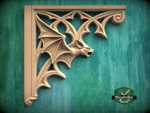 Load image into Gallery viewer, Gothic Bat Corner Brackets – Wooden Arch Decor for Cabinet or Door Frame, Set of 2pcs