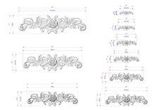 Load image into Gallery viewer, a series of ornate floral designs, each with its own size and scale. The designs are depicted in a detailed, intricate manner, showcasing the craftsmanship and artistry involved in creating these decorative elements.