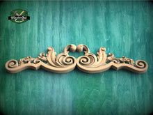Load image into Gallery viewer, Symmetrical Baroque Applique – Wooden Crest with Scroll and Leaf Motifs