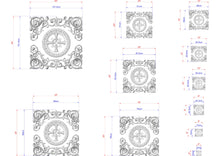 Load image into Gallery viewer, a collection of ornate, decorative designs with intricate patterns and a central motif, such as a cross or compass. The designs are presented in various sizes and orientations, suggesting they are intended for use in different contexts, such as wall art, jewelry, or other decorative applications. The image does not contain any text, and the descriptions provided focus on the visual elements and their arrangement rather than the specific content of the designs.
