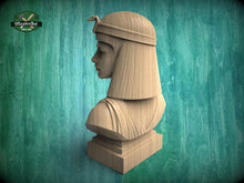 Load image into Gallery viewer, Cleopatra Bust, Hand-Finished Wood Sculpture | Ancient Egypt Decor