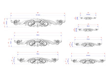 Load image into Gallery viewer, a drawing of a set of four ornate scrolls