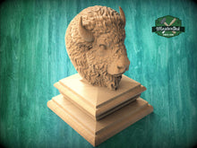 Load image into Gallery viewer, Carved Bison Newel Finial – Wooden Buffalo Head for Bed Post or Stair Post