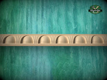 Load image into Gallery viewer, a wooden shelf with a curved design, set against a textured green background.