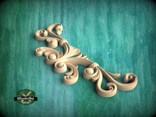 Load image into Gallery viewer, Grand Scroll Wood Applique – Ornamental Crest with Flowing Curves