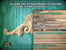 Load image into Gallery viewer, The image is a promotional advertisement for a product, specifically a multi-toned wood sample. It features a close-up of a wooden piece with a decorative finial, and a larger image of the same piece on a wooden surface. The text on the image provides information about the product, including that it allows for savings if you are going to paint the product, and that the product texture and color may vary from the sample shown.