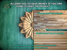 Load image into Gallery viewer, The image is a promotional advertisement for Master Oak's paint product, featuring a close-up of a wooden flower-shaped sample and a multi-toned wood sample. The text on the image encourages viewers to save money by painting the product, highlighting the differences between the two samples, such as the product texture and color.