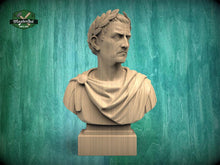 Load image into Gallery viewer, Julius Caesar Bust | Carved and Hand-Finished Wood Statue | Roman Emperor Gift