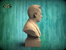 Load image into Gallery viewer, Wooden Boris Hmyria Bust | Hand-Sanded and Hand-Toned | Ukrainian Opera Singer Decor