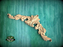 Load image into Gallery viewer, Curved Leaf Crest with Ribbon Tie – Decorative Wood Accent