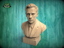Load image into Gallery viewer, Wooden Boris Hmyria Bust | Hand-Sanded and Hand-Toned | Ukrainian Opera Singer Decor