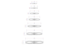 Load image into Gallery viewer, a series of images depicting various designs of rings, each with its own unique features and measurements. The images are arranged in a vertical column, providing a clear visual representation of the different ring designs and their corresponding dimensions.