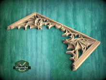 Load image into Gallery viewer, Gothic Bat Corner Brackets – Wooden Arch Decor for Cabinet or Door Frame, Set of 2pcs
