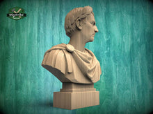 Load image into Gallery viewer, Julius Caesar Bust | Carved and Hand-Finished Wood Statue | Roman Emperor Gift