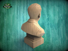 Load image into Gallery viewer, Wooden Boris Hmyria Bust | Hand-Sanded and Hand-Toned | Ukrainian Opera Singer Decor