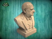 Load image into Gallery viewer, Winston Churchill Bust | Precision-Carved & Hand-Finished Wood Statue | History Gift