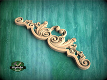 Load image into Gallery viewer, Symmetrical Baroque Applique – Wooden Crest with Scroll and Leaf Motifs