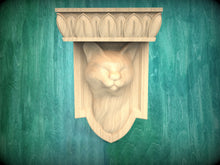 Load image into Gallery viewer, Custom order. Smiling Cat Wooden Corbel, H - 7.5", 2 pcs (facing towards each other), Ash wood