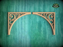 Load image into Gallery viewer, Custom order. Arched Wood Carving (pair) made of wood. 29 1/4" x 29 1/4", Finger jointed multi-toned wood.