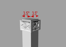 Load image into Gallery viewer, Custom order. Carved molding pieces with bordered ends for a 3.5x3.5" wide post, small additional details, two sets, finger jointed Oak wood