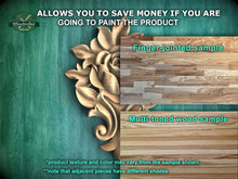 Load image into Gallery viewer, Blooming Rose Wooden Applique with Leafy Accents, 1pc, Unpainted, Home Wall Embellishments, Furniture Carving, Wood Onlay