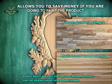 Load image into Gallery viewer, Wooden Medallion Onlay, Rustic Oak and Acorn Design, Wood Onlay with Acorn Motif, 1 pc, Unpainted, Home Wall Embellishments, wooden trims