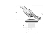 Load image into Gallery viewer, Custom order. Raven Wooden Finial for Staircase Newel Post - multi-toned wood; panel with the image of a bald eagle, Unpainted