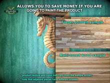 Load image into Gallery viewer, Seahorse Corbel of Wood, Unpainted, Seahorse bracket Carved Wooden Corbel, Home Wall Embellishments, wood onlays, wood wall art decor