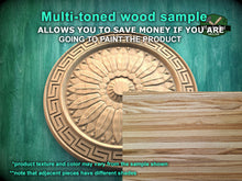 Load image into Gallery viewer, Custom order. Set of a pair of peacocks 20x12" and Sunburst Elegance wooden rosette 15x15", multi-toned wood with water-resistant glue