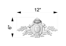 Load image into Gallery viewer, Custom order. Personalized Carved Wooden Crest cartouche with Acanthus and Laurel Details, 12 pcs, Alder wood, size - 12x6"