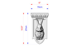 Load image into Gallery viewer, Custom order. Rustic Bunny Shelf Support, Bunny Head Corbel with personalized lettering, Hight-10.6"; Width - 6"; Depth - 3.2", 1pc, Ash wood
