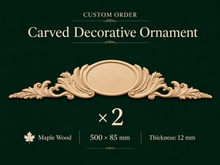 Load image into Gallery viewer, Custom wooden Renaissance-style ornament for the pediment, set of 2pcs, maple wood.