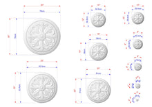 Load image into Gallery viewer, various sizes of decorative moldings or wall carvings, each with its own unique design. The sizes are indicated in centimeters, with the largest one being 30 cm and the smallest one being 6 cm. The image is a collection of these decorative elements, showcasing different styles and dimensions.