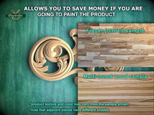 Load image into Gallery viewer, The image is a promotional advertisement for Master Oak, featuring a close-up of a wooden carving and a sample of a multi-toned wood sample. The text on the image encourages viewers to save money by painting the product, highlighting the differences between the two samples, such as the product texture and color.